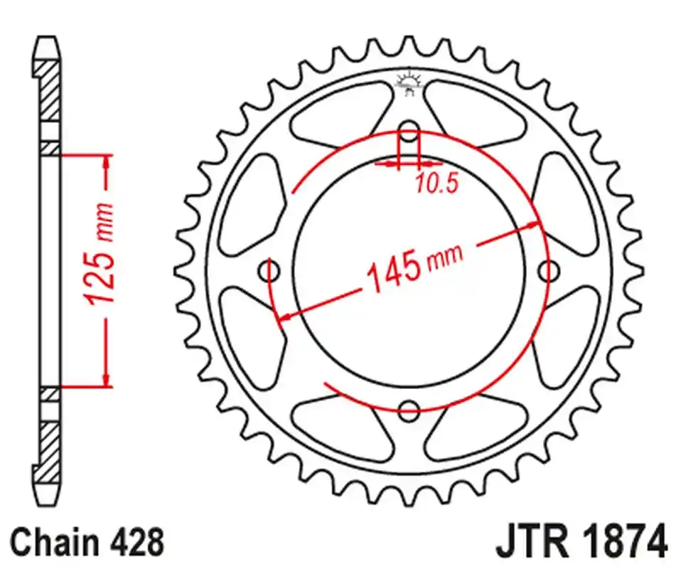 JT rozeta 4482 56 YAMAHA XVS 125 DRAG STAR 00-04, XVS 250 DRAG STAR 01-04 (448256JT) (řetěz 428) Víkendová Akce