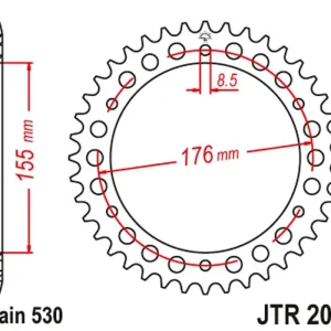 JT rozeta 4392 42 TRIUMPH 955/1050 (439242JT) (řetěz 530) černá Značkový