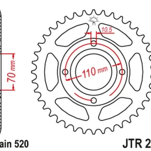 Moderní JT rozeta 281 44 HONDA CB 250 RSA 80-83 (28144JT) (řetěz520)