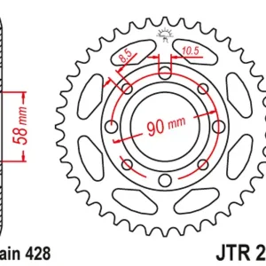 JT rozeta 269 49 HONDA CG 125 02-05, cm 125 82-97, CB 125T 82-88, DAELIM VC 125 96-99 (26949JT) (řetěz 428) Přímo Od Výrobce