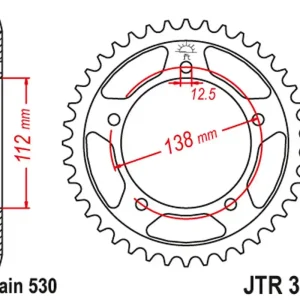 JT rozeta 408 44 HONDA CBR 1100 XX 97-07 (SC35) (40844JT) (řetěz 530) černá Pouze Dnes