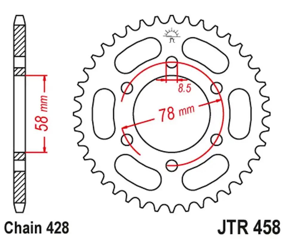 Finální Výprodej JT rozeta 826 40 KAWASAKI KH 100 93-94, KH 125 83-94 (6 OTWOTÓW) (82640JT) (řetěz428)