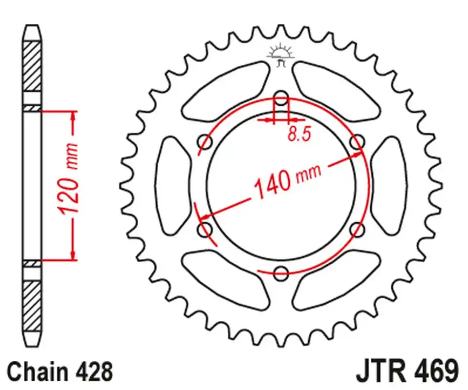 JT rozeta 469 44 KAWASAKI KE 175 79-83, KV 175 81-89 (46944JT) (řetěz428) Ihned K Objednání