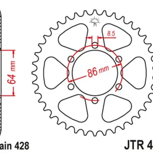 Cenová Bomba JT rozeta 471 45 KAWASAKI KE 125 76-87, KE 175 76-78 (47145JT) (řetěz428)
