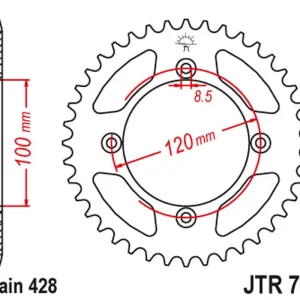 JT rozeta 798 50 SUZUKI RM 80 83-01, YAMAHA YZ 85 02-24 (79850JT) (řetěz 428) Luxusní
