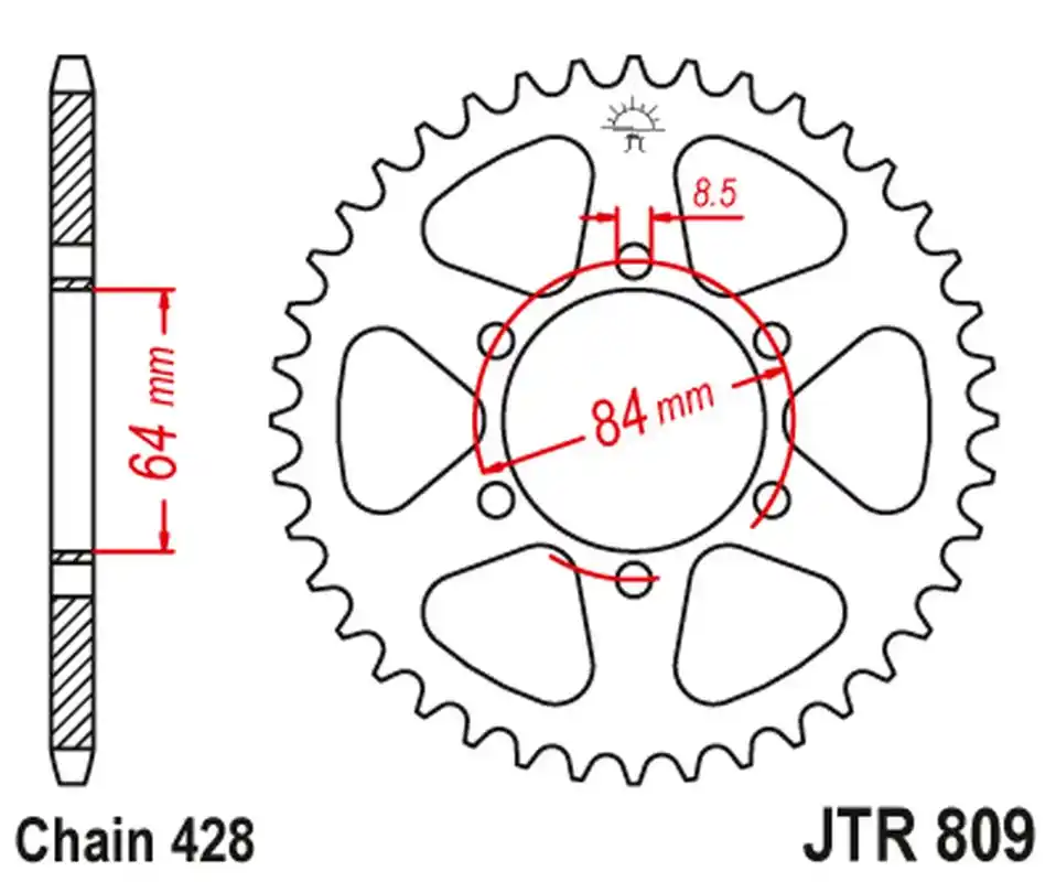 JT rozeta 809 47 SUZUKI TC 100 72-77, TS 100 73-75, DR 125 80-85, SP 125 82-83 (80947JT) (řetěz 428) Výprodej