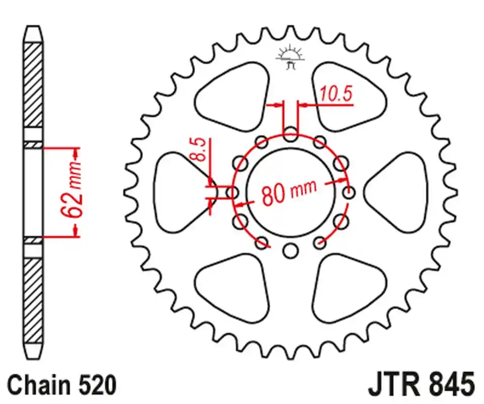 JT rozeta 845 40 YAMAHA YZ 100 76-77, SR 250 85-96 (84540JT) (řetěz 520) Cenově Výhodný