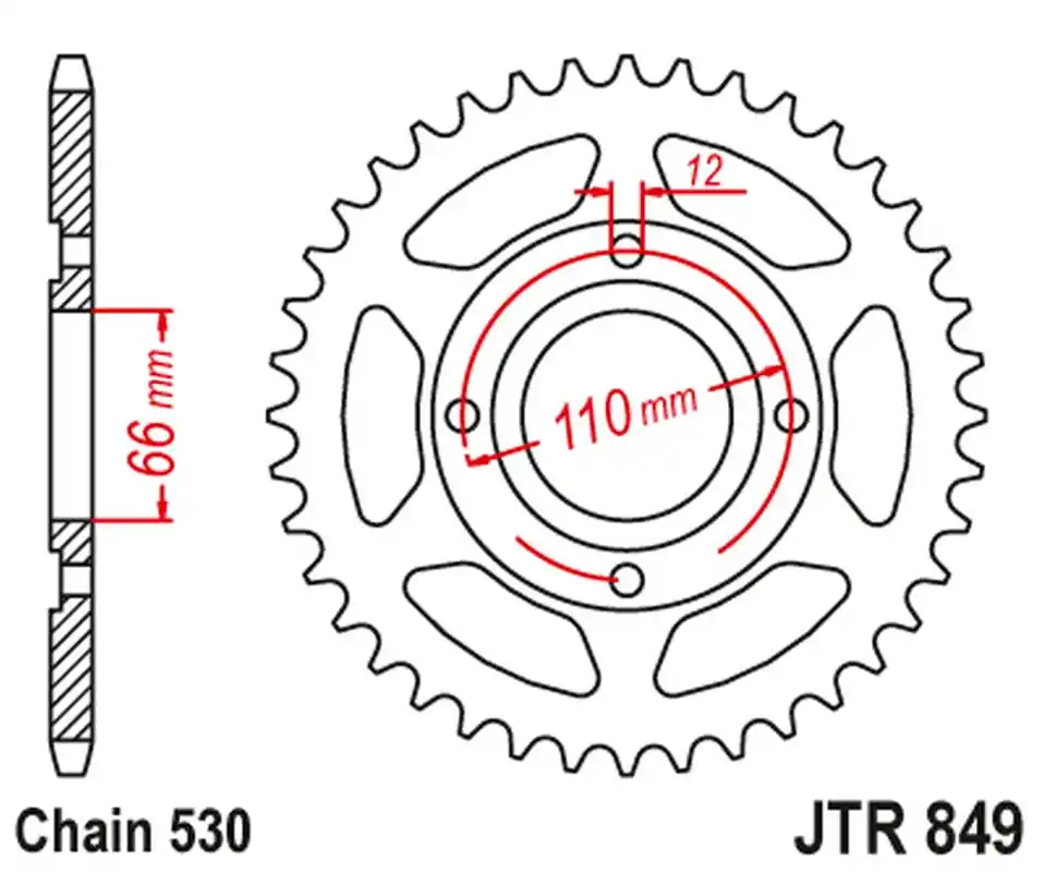 JT rozeta 849 38 YAMAHA RD 250 77-78, RD 400 76-78 (84938JT) (řetěz 530) Garance Vrácení Peněz