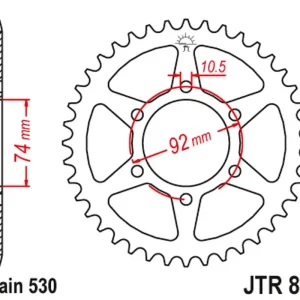 Novinka JT rozeta 852 44 YAMAHA XJ 400 / XJ 550 SECA/MAXIM 81-85 (85244JT) (řetěz 530)