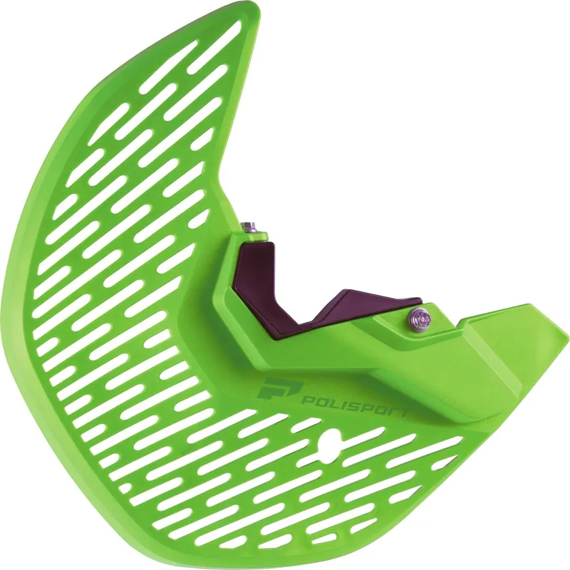 POLISPORT kryt brzdového kotouče přední (se spodním krytem tlumiče komplet sada na obě strany) KAWASAKI KX 250F 13-20; KX 450F 15-18 barva zelená Akce