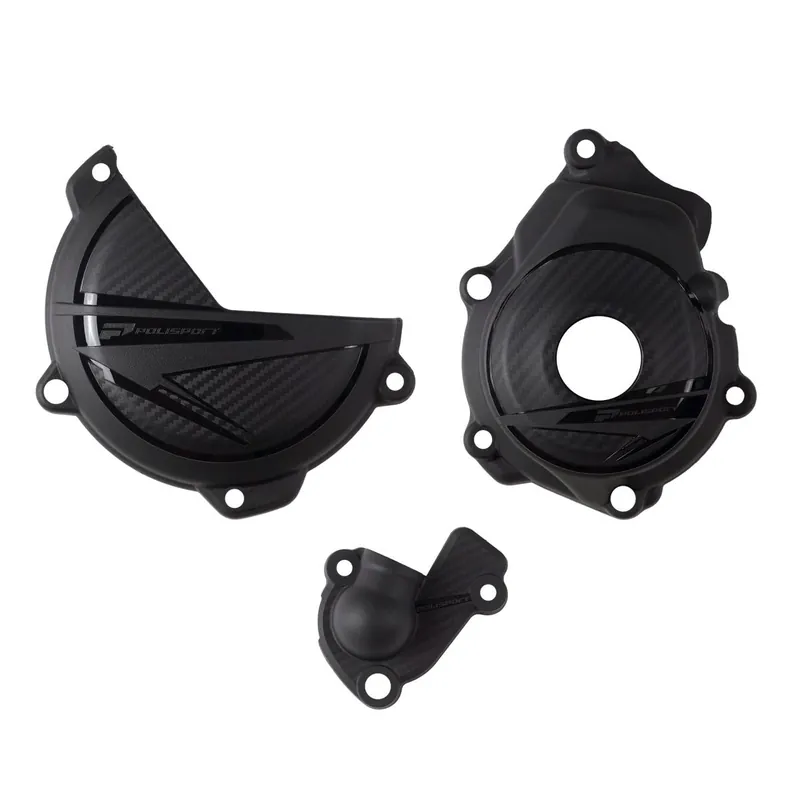 POLISPORT sada krytu alternátoru, spojky a vodního čerpadla KTM SX-F 250/350 23-25; XC-F 250/350 23-25; HUSQVARNA FC 250/350 23-25; FX 350 23-25 barva černá Sleva