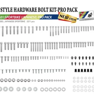 Moderní ACCEL sada šroubů, matic, podložek, čepů a závlaček pro japonské silniční motocykly(221 dílů)