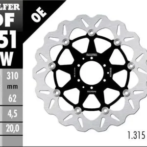 GALFER přední brzdový kotouč HONDA CRF 1000L AFRICA TWIN 15-; CRF 1100 AFRICA TWIN 20-; XL 750 TRANSALP 22-23 (WAVE FLOATING) (310X62Xmm) Sezónní Sleva