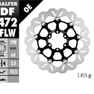 Poslední Šance GALFER přední brzdový kotouč / zadní APRILIA; CAGIVA; INDIAN; MOTO MORINI; VICTORY; YAMAHA (298X64X5) (WAVE FLOATING)